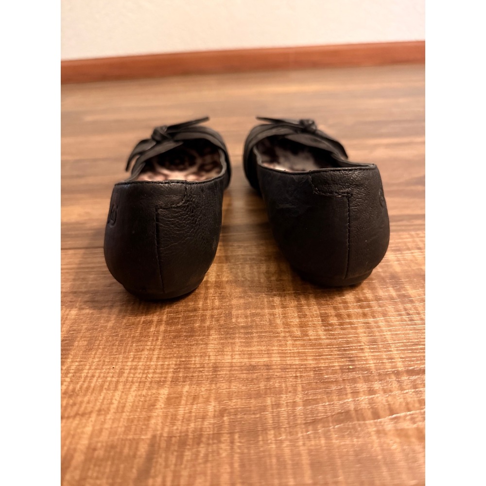 Born Lily Black Leather Ballet Flats Bow W32421 Sz 7 - Picture 8 of 8